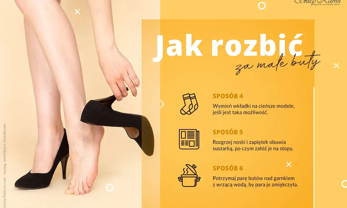 Jak rozciągnąć buty: wymień wkładki, rozgrzej suszarką lub zmiękcz parę nad parą wodną.