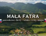 Malá Fatra: szlaki, ceny, mapa. Widok na górzysty krajobraz Słowacji z wioską w dolinie. Trudność szlaków jest zróżnicowana.