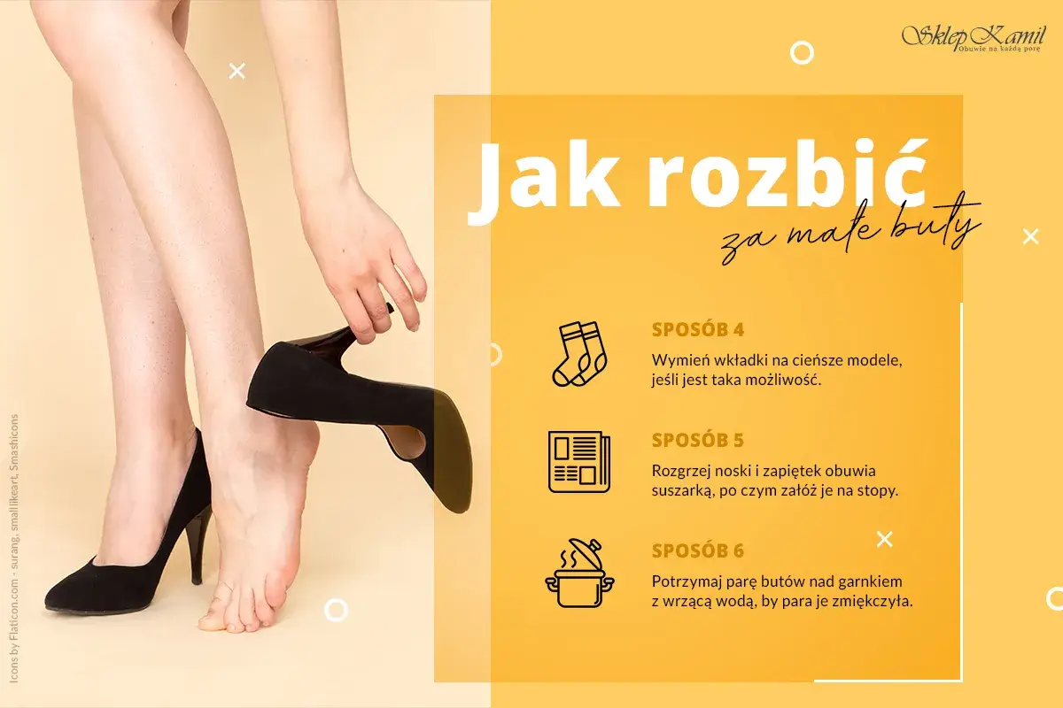 Jak rozciągnąć buty: wymień wkładki, rozgrzej suszarką lub zmiękcz parę nad parą wodną.