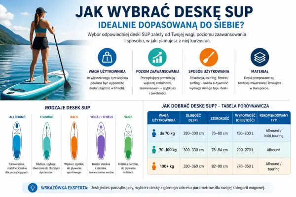 Różne rodzaje desek SUP: Allround, Touring, Race, Yoga/Fitness, Surf. Wybierz idealną deskę SUP dla siebie!